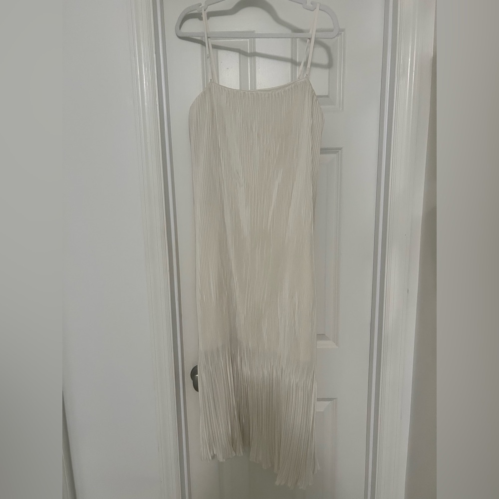 Abercrombie & Fitch Cream Giselle Pleated Dress